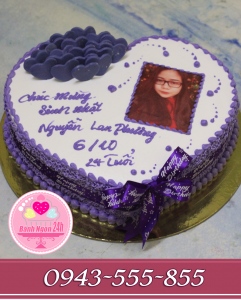 bánh trái tim cắm tim tím tặng người yêu phương xa