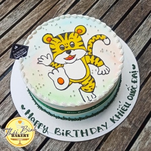 Bánh kem vẽ chúa sơn lâm tặng con Quốc Đại