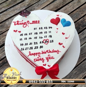 Bánh tim quyển lịch T9-2022 sang trọng tặng Chồng Yêu