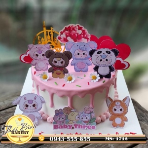 Bánh kem baby three hồng MSN Minh Anh 8T