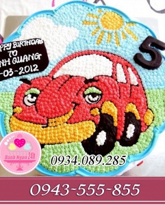 Bánh vẽ ô tô happy birthday minh quang 5 tuổi