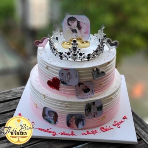 Bánh kem 2 tầng vương miện đá tặng con yêu