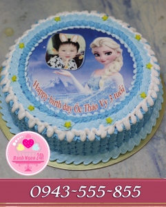 bánh kem in ảnh bé yêu cùng công chúa elsa