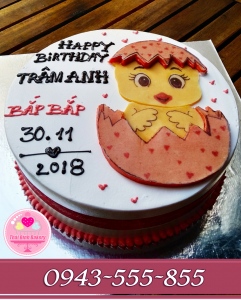 Bánh kem vẽ nổi 3d bé tuổi gà