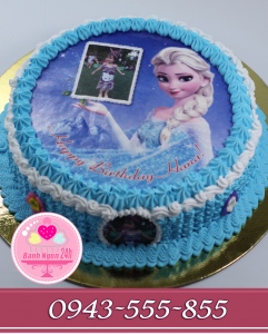 Bánh in ảnh cùng công chúa elsa tông xanh