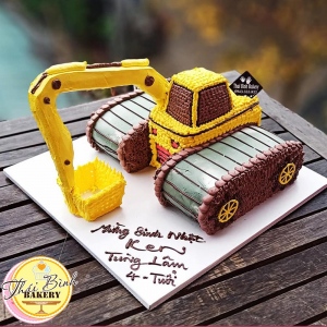 bánh kem tạo hình 3d máy xúc