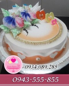 Bánh kem phong cách nghệ thuật bắt hoa tông cam