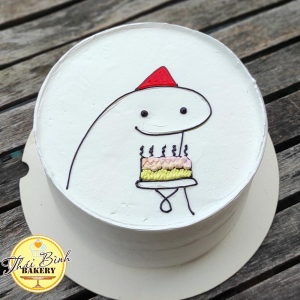 Bánh kem đơn giản chibi ôm bánh kem tặng bạn