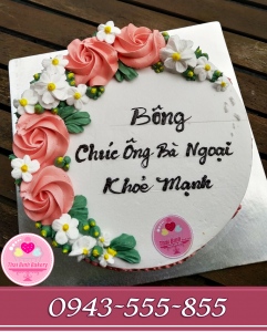 Bánh xem xoáy hoa hồng tặng sinh nhật ông bà ngoại