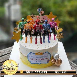 Bánh kem 5 anh em siêu nhân gao cắm bóng tặng con Nhật Anh 4 tuổi