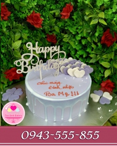 Bánh sinh nhật drip cake Happy birthday tông tím tặng sinh nhật ba mẹ