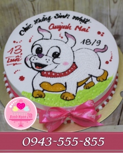 Bánh kem vẽ chú chó đáng yêu
