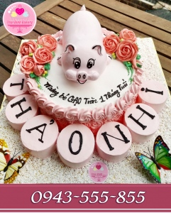 Bánh kem mừng đầy tháng bé tuổi heo, tuổi con lợn