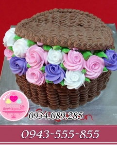 Bánh giỏ hoa kem tươi xinh lung linh