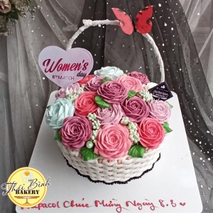 bánh giỏ hoa chúc mừng ngày phụ nữ 8/3